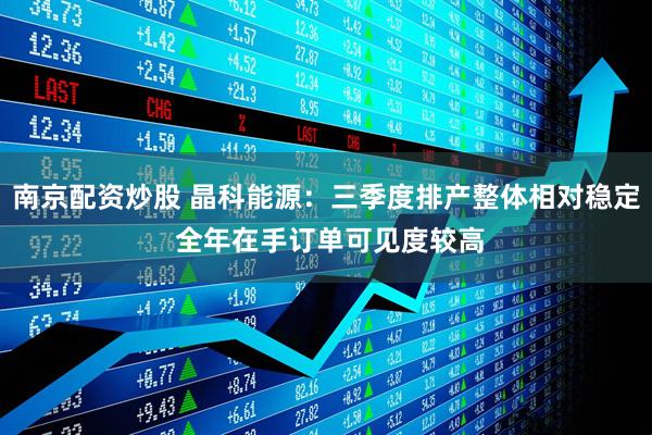 南京配资炒股 晶科能源：三季度排产整体相对稳定 全年在手订单可见度较高