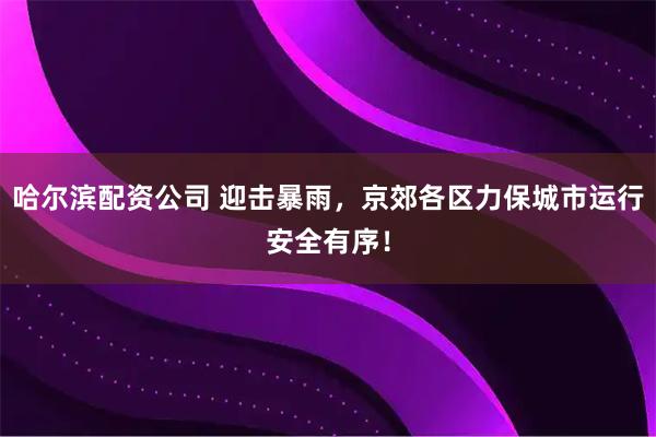 哈尔滨配资公司 迎击暴雨，京郊各区力保城市运行安全有序！